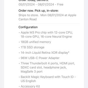 極新m3 pro MacBook Pro 14inch Space Black 18gb ram 1TB ssd 12core cpu 18core gpu