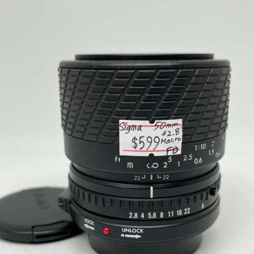 99% New Sigma 50mm F2.8 Macro手動鏡頭, 深水埗門市可購買