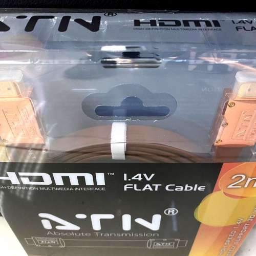 全新ATN HDMI CABLE 1.4V 2m 3D 扁線--2米長--4K SUPPORT--高質量線--上水火車站交...