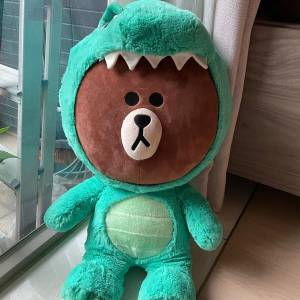 Line Friends 熊大 BROWN 布朗熊 公仔 Stuffed Toy 可除頭套 Can remove the hat