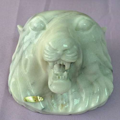 原石雲石雕刻品 ~虎~ 擺設品 藝術品 80年代臺灣製造