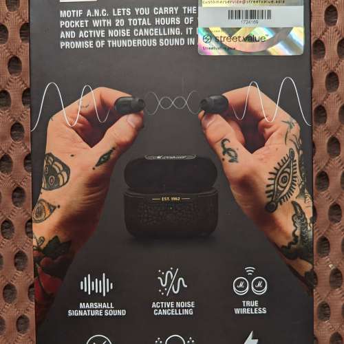 全新 Marshall MOTIF ANC WIRELESS EARBUDS 藍芽耳機黑色行貨