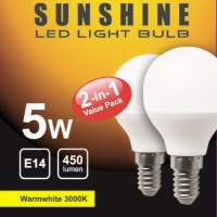 SUNSHINE 5W E14 LED Bulb LGT-5E14W-D (2in1) - Warmwhite (LED 慳電膽 2個1盒 $3...