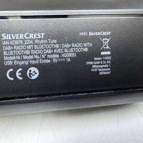 Silvercrest 藍牙喇叭 (兼容Dab FM收音機、3.5mm line in )