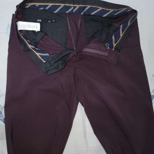 AT-20 深棗紅色 返工 西褲 修身剪裁 Dark Burgundy Color Suit Pants Trouser Pant...