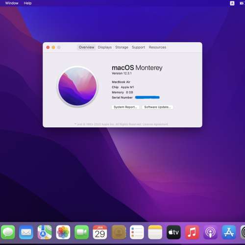 Apple Macbook Air 8gb ram 256GB