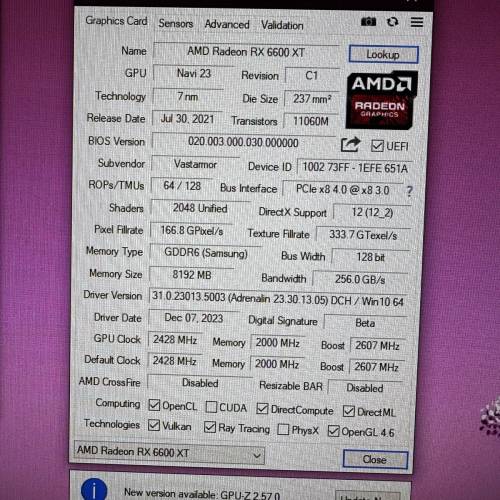VASTARMOR Radeon™ RX 6600 XT 合金