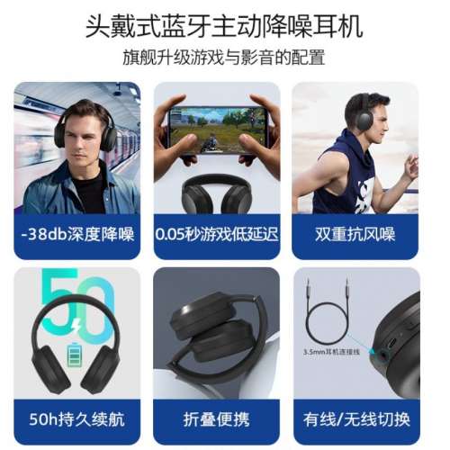 水貨黑色(全新原裝 )Nokia E1200ANC  頭戴主動降噪真無線藍牙5.0耳機,