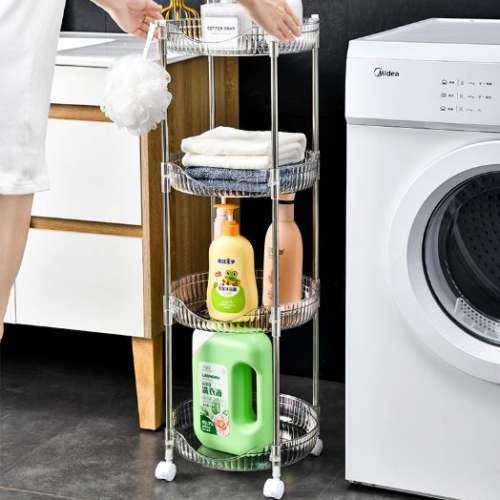 全新 透色 圓形 層架 置物架 儲物架 收納架 碗碟架 小推車