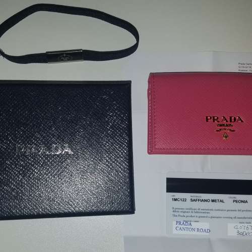 Prada Saffiano 金扣牛皮卡架錢包 Metal Card Holder 1m1122 Wallet Portacarte Pe...