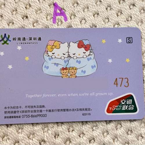 深圳通X嶺南通 交通聯合版地鐵卡50 週年紀念 50th Anniversary Hello Kitty 粉紫紀念...
