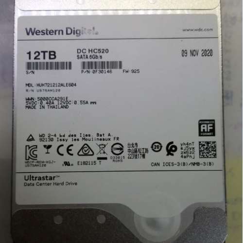 WD 12TB Ultrastar HC520 企業 HDD, 氦氣填充 - 二手或全新SSD/硬碟機, 電腦 - DCFever.com