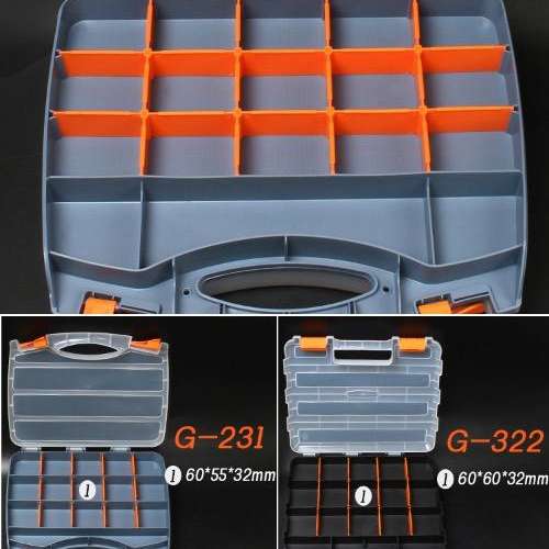 塑料手提式工具盒收纳盒分隔物料 G-322 雙面零件盒