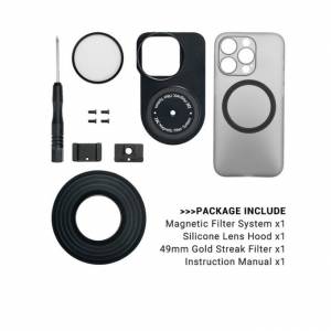 JJC Magnetic Lens Filter Kit With 49mm Gold Streak Filter For iPhone 15 Pro