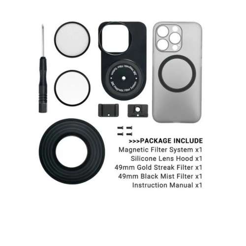 JJC Magnetic Lens Filter Kit With 49mm Gold Streak And Black Mist Filter