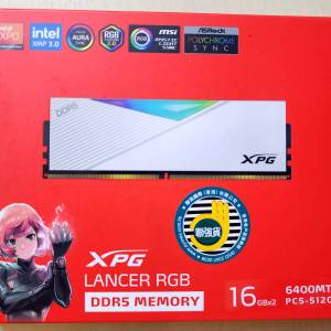 ADATA DDR5 6400MHz 32GB Kit (2x16GB) XPG LANCER RGB White 白色