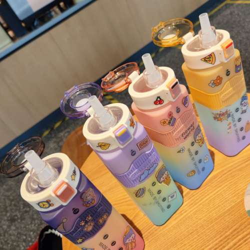 900ML 彩虹漸變色戶外便攜運動杯 🏋️&zwj;♂️ 健身運動水瓶 💧免費贈送水杯貼紙