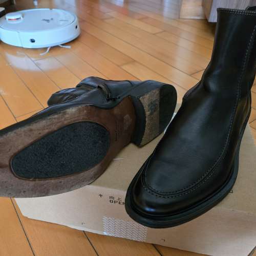 95% New Made in Italy 真皮黑色中筒男皮鞋 Us9