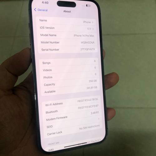 Purple - Full set 98%new iPhone 14 pro max 256gb battery 100% one month warranty