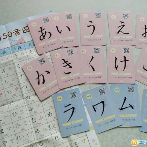 全新 日語50音記憶卡片  本套卡片是專為日語初學者設計的，卡片共有64張