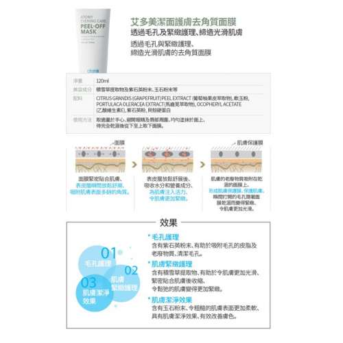 ATOMY 面部清潔四件套裝 (卸妝乳/洗面乳/去角質凝膠/剝離式面膜) 韓國