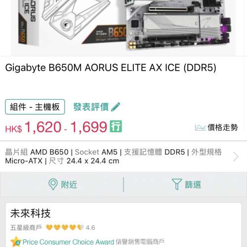 新淨Gigabyte B650m Aorus Elite AX ICE 白色 主機板 支援RYZEN