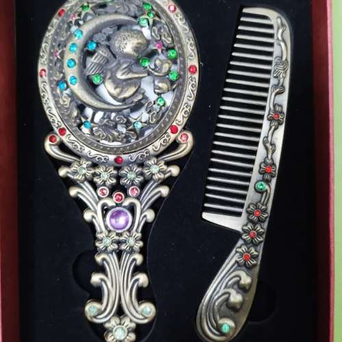 全新精美古典閃石梳鏡套裝(五吋半=14cm)New chinese style comb and mirror set