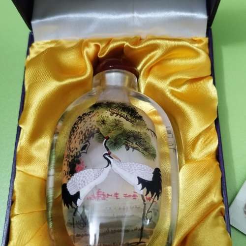 全新手工藝內壁畫仙鶴鼻煙壺收藏New vintage chinese hand painted snuff  bottle