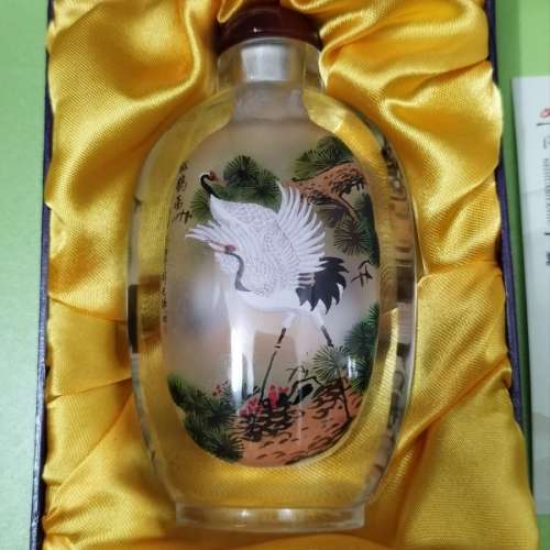 全新手工藝內壁畫仙鶴鼻煙壺收藏New vintage chinese hand painted snuff  bottle