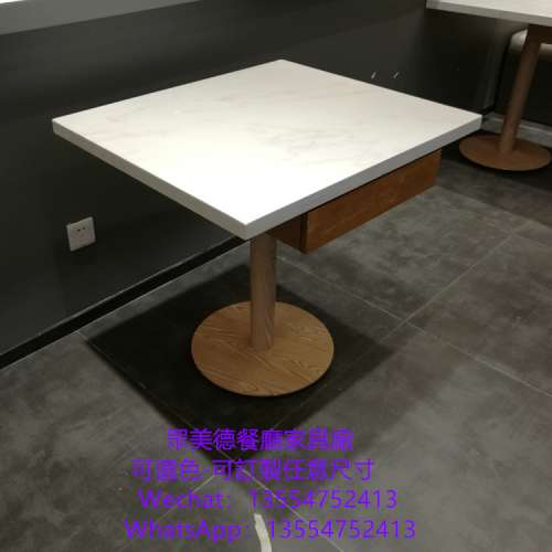 大理石包邊餐桌，白色雲石餐檯，茶餐廳傢私餐桌椅凳尺寸可定制