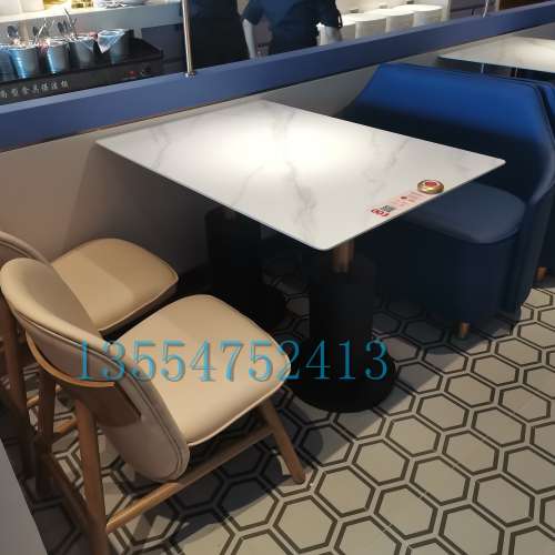 西餐廳餐餐桌椅訂造，白色巖板檯面，大理石傢私餐飲店家具訂製商眾美德