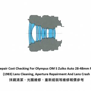 Repair Cost Checking For Olympus OM S Zuiko Auto 28-48mm F/4 (1983)抹鏡報價參考