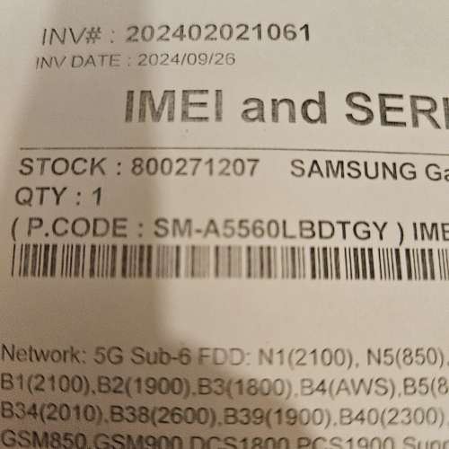 99%新Samsung Galaxy A55行貨藍白色256G