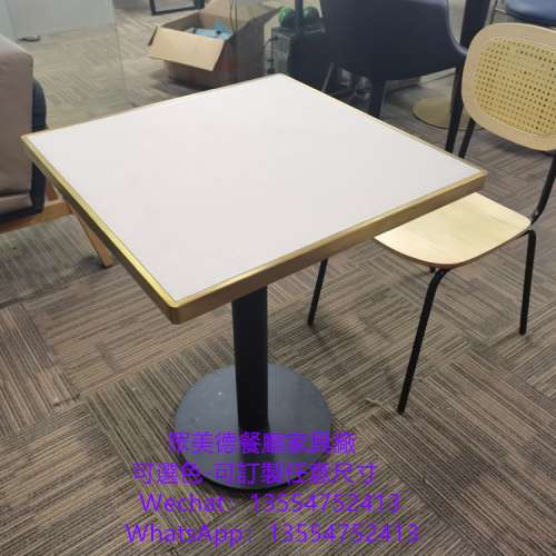 不鏽鋼包防火板餐檯，抽屜儲物餐桌訂製，防污餐廳傢私工廠來圖定制二人桌四人臺