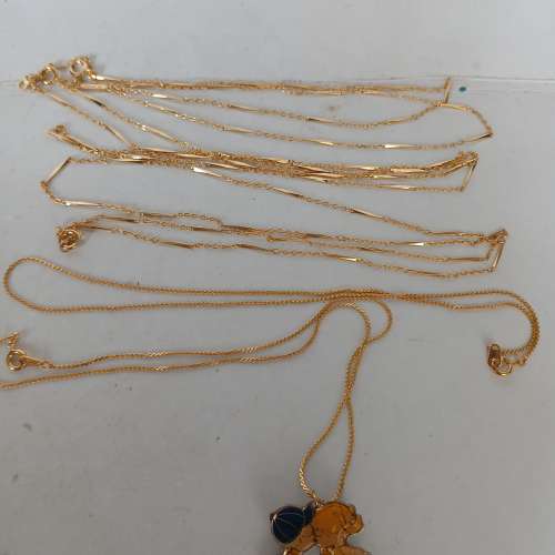 清理舊存貨，一手五個 双用途铜孖公仔吊咀/心針约一吋，加送3條24寸兩條14寸铜頸鏈...