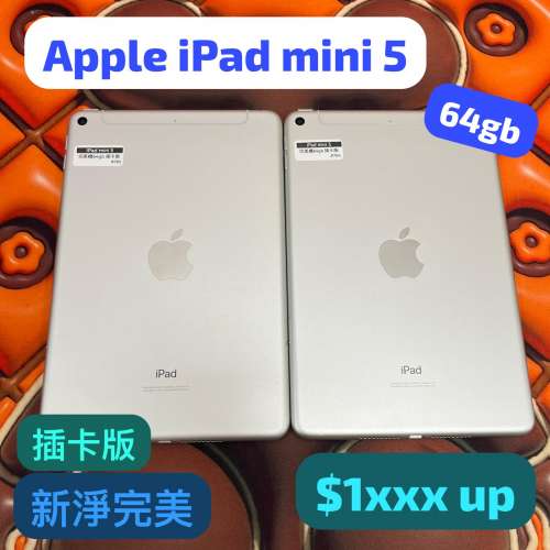 (荃灣實體店，超靚iPad mini 5/插卡版，64gb，新淨完美，可租可賣,租價另議/超高性...