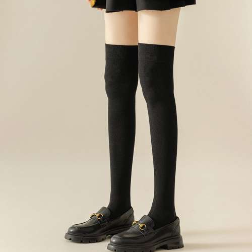 全新 黑色 四個骨 棉質 長襪