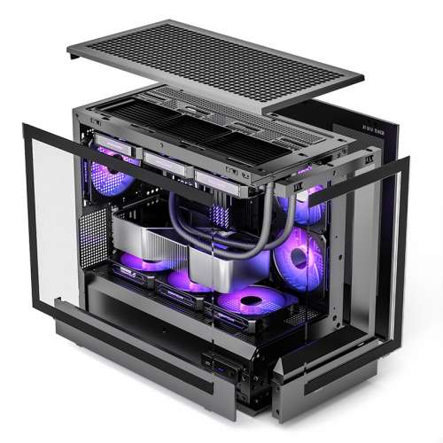 全新 Aigo AIYOUNGO 黑色 Black Panoramic 全景 MATX Computer Case 側透 機箱