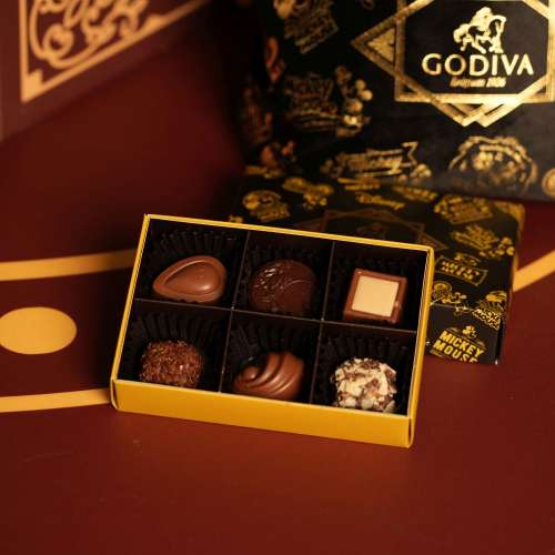 GODIVA經典米奇巧克力奢華禮盒6顆裝連絲絨束繩袋
