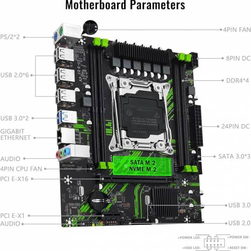10核心 intel xeon e5 2630 v4 cpu + x99 pr9 motherboard 支持 m.2 nvme sata ddr...