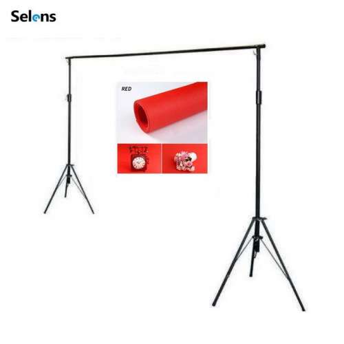 SELENS 3m(W) X 2mm(H) Background Support Stand With 2m(W) X 3m(H) Backdrop Set