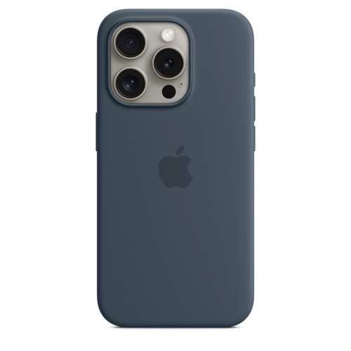 正版 iPhone 15 Pro MagSafe 矽膠護殼 - 風暴藍色 原價HK$369 送多個透明 矽膠護殼。