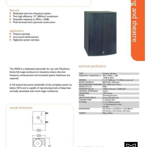 Martin Audio WS2A 孖15 Subwoofer