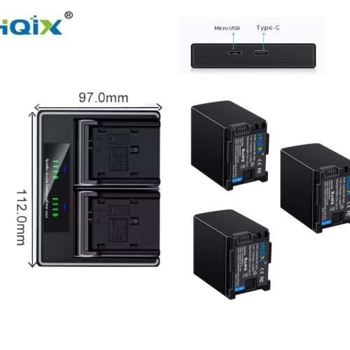 HQIX BP-820 Lithium-Ion Battery Pack With LCD Display USB-C Charger (For CANON)