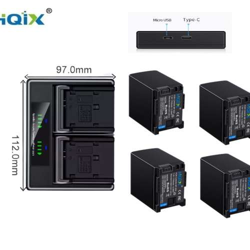 HQIX BP-820 Lithium-Ion Battery Pack With LCD Display USB-C Charger (For CANON)