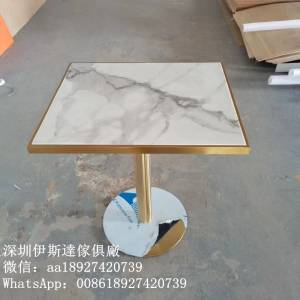 高級餐廳桌子訂造，訂製餐枱尺寸物料，不鏽鋼包邊餐桌，石紋餐枱面，單人位餐桌，西...
