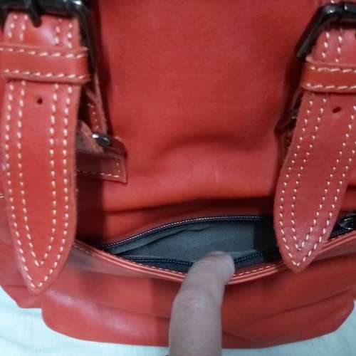 全 新 SOLER 紅 色 小 牛 皮 背 囊