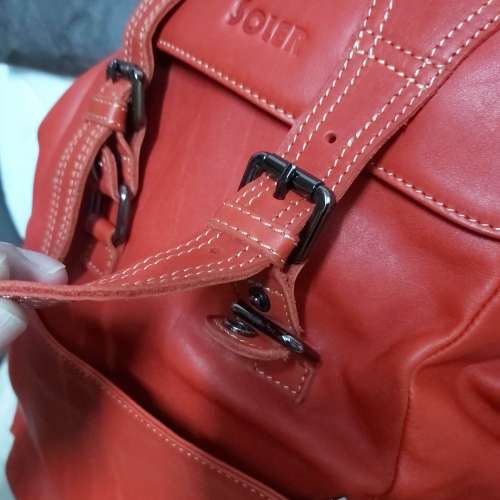 全 新 SOLER 紅 色 小 牛 皮 背 囊