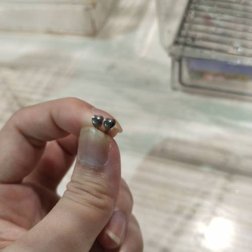 純銀心形耳釘