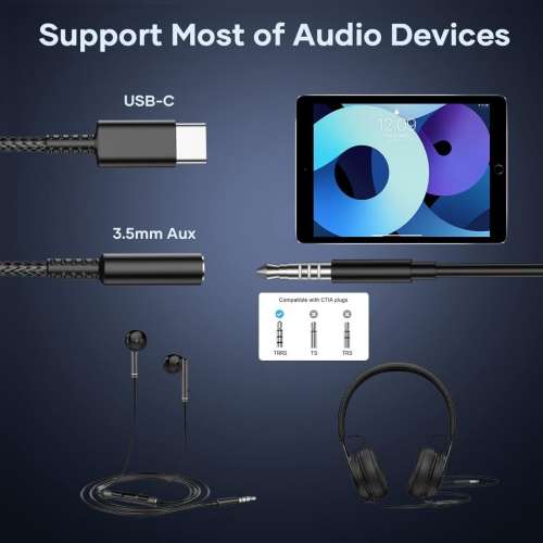 Headphone Jack Adapter DAC Chip Aux Audio Earphone Adapter